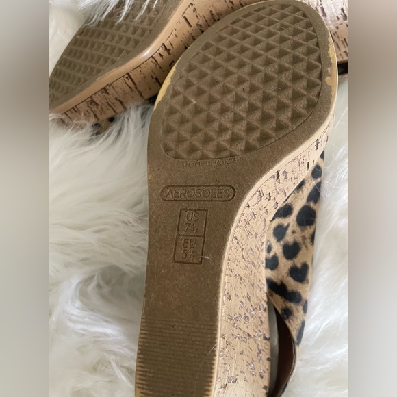Aerosoles Leopard Print Wedge Open Toe Heels “Heelrest” - Picture 7 of 7